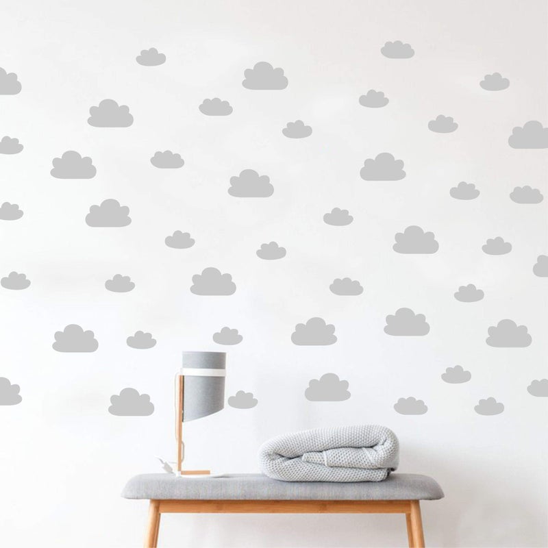 JURUOXIN 56 Pieces/Set Cloud Wall Decal Vinyl Sticker Nursery Kids Child Boys Girls Room Decor Nursery Baby Bedroom Decoration Home Stickers YMX03 (Grey) - Image 2